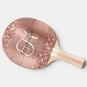 Glittery Rose Gold Glam Monogrammed Tafeltennisbatje (Zijkant)