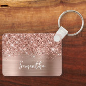 Glittery Rose Gold Glam Name Sleutelhanger (Voorkant)