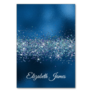 Glittery Royal Blue Folie Individuele naam Kaart