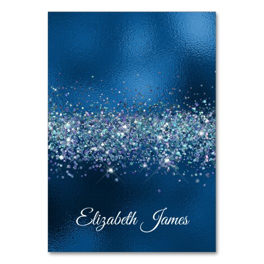 Glittery Royal Blue Folie Individuele naam Kaart (Voorkant)