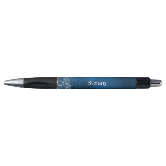 Glittery Royal Blue Folie Individuele naam Pen (Voorkant)
