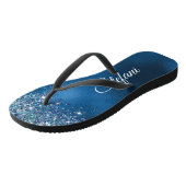 Glittery Royal Blue Folie Individuele naam Teenslippers (Schuin)