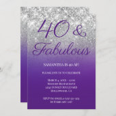 Glittery Royal Paars Silver Ombre 40 & Fabulous Kaart (Voorkant / Achterkant)