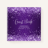 Glittery Royal Paarse Ombre 50e Verjaardags Gast Notitieboek (Voorkant)