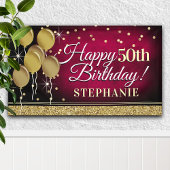 Glittery roze en goud Happy 50th Birthday Banner