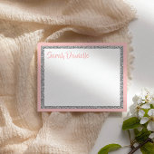 Glittery Roze en Zilver Dank u Platte Kaart