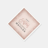 Glittery roze girly script, modern 16th servet (Hoek)