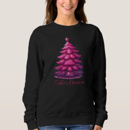 Glittery roze kerstboom trui