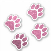 Glittery roze paw print 4 paws vinyl Stickers (Voorkant)