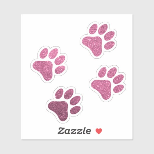 Glittery roze paw print 4 paws vinyl Stickers (Vel)
