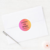 Glittery Roze Sinaasappel 17e Verjaardag Custom Ag Ronde Sticker (Envelop)