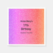 Glittery Roze Sinaasappel 17e Verjaardag Custom Ag Servet (Voorkant)