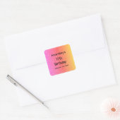 Glittery Roze Sinaasappel 17e Verjaardag Custom Ag Vierkante Sticker (Envelop)