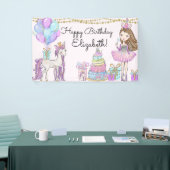 Glittery roze verjaardag meisje eenhoorn glam bann spandoek (Beurs)