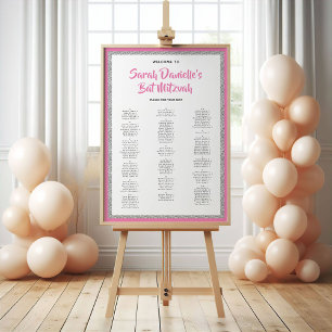 Glittery Roze Zilver Alfabetische Zitting Grafiek Poster
