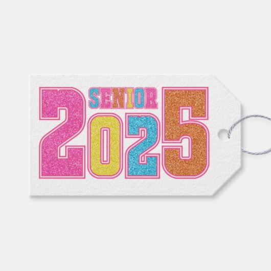Glittery Senior Jaar 2025 Cadeaulabel (Voorkant (Horizontaal))