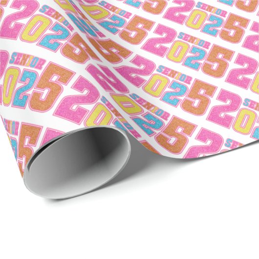 Glittery Senior Jaar 2025 Cadeaupapier (Rol Hoek)