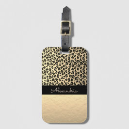 Glittery Shimmery Gold Leopard Bagagelabel