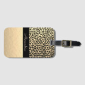 Glittery Shimmery Gold Leopard Bagagelabel (Voorkant (horizontaal))