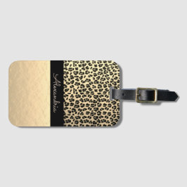 Glittery Shimmery Gold Leopard Bagagelabel