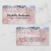 Glittery Shiny Drip | Achtergrond lichtroze achter Visitekaartje (Voorkant / Achterkant)