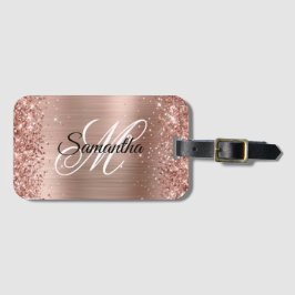 Glittery Shiny Roos Gold Faux Folie Bagagelabel