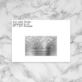 Glittery Silver 15 Adresetiketten voor gastweddens Sticker