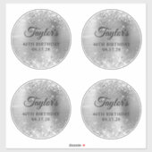 Glittery Silver 6" Cirkels 40e verjaardag Sticker (Vel)