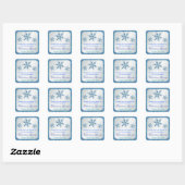 Glittery Silver Aqua Blue Green Sneeuwvlokken Stic Vierkante Sticker (Vel)