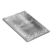 Glittery Silver Baby shower Guestbook Notitieboek (Rechterzijde)