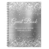 Glittery Silver Baby shower Guestbook Notitieboek (Voorkant)