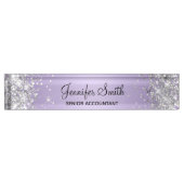 Glittery Silver Bleek Lavender Gradiënt Naambordje (Voorkant)
