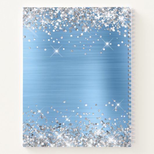 Glittery Silver Blue Folie Baby shower Gast Notitieboek (Achterkant)