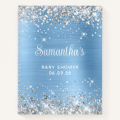 Glittery Silver Blue Folie Baby shower Gast Notitieboek (Voorkant)