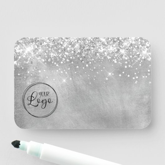 Glittery Silver Business Logo Blank Naamplaatje (In situ)