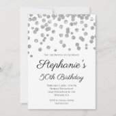 Glittery Silver Confetti Elegant 50th Birthday Kaart (Voorkant)