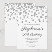 Glittery Silver Confetti Elegant 50th Birthday Kaart (Voorkant / Achterkant)