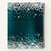 Glittery Silver Dark Turquoise Folie 18th Birthday Notitieboek (Achterkant)