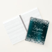 Glittery Silver Dark Turquoise Folie 18th Birthday Notitieboek (Binnen)