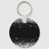 Glittery Silver en Black Girly Naam Sleutelhanger (Achterkant)