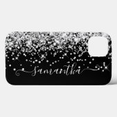 Glittery Silver en Black Girly Signature Case-Mate iPhone Case (Achterkant (horizontaal))