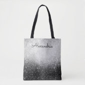Glittery Silver en Black Tote Bag (Voorkant)