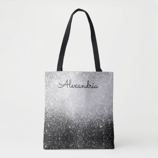 Glittery Silver en Black Tote Bag (Voorkant)