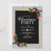 Glittery Silver en Gold Elegant Kerstparty Kaart (Voorkant)