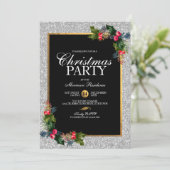 Glittery Silver en Gold Elegant Kerstparty Kaart (Staand voorkant)