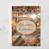 Glittery Silver en Gold Muzieknoten Quinceañera Kaart (Voorkant)