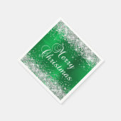 Glittery Silver en Green Merry Kerstmis Servet (Hoek)