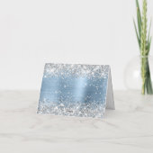 Glittery Silver en Light Blue Folie 40th Birthday Bedankkaart (Achterkant)