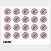 Glittery Silver en Red Snowflake Sticker (Vel)