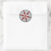 Glittery Silver en Red Snowflake Sticker (Tas)